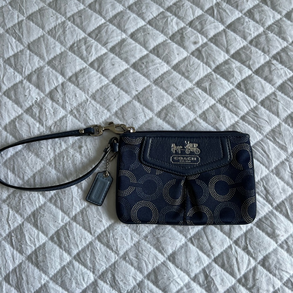 Navy Coach Wristlet
